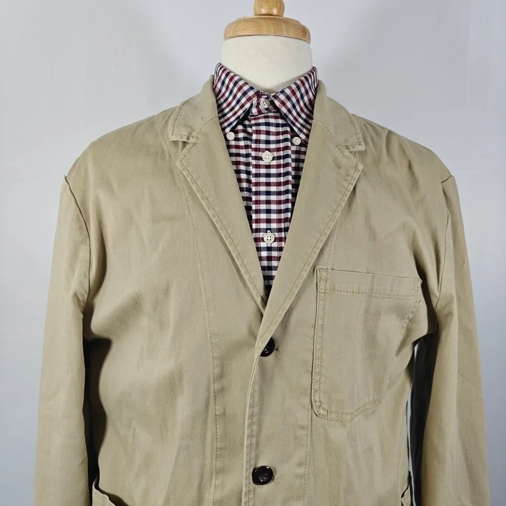 St John's Bay Men's Sport Coat Jacket Three Button‎ Khaki Cotton Spandex XL